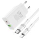 Borofone iPhone Şarj Cihazı BA56A 18W PD/USB, 20W Type-C To Type-C, Lightning Şarj Aleti Adaptör, Beyaz