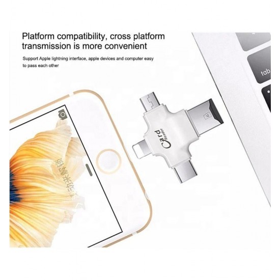 Apera GN-24 OTG 4 in 1 Micro USB Flash Disk Type C Mikro SD Kart Okuyucu I-OS i-Phone Android