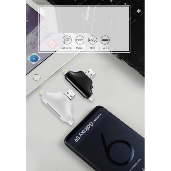 Apera GN-27 OTG 4 in 1 Micro USB Flash Disk Type C Mikro SD Kart Okuyucu IOS iPhone Android