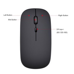Apera GN-51 Kablosuz Flat Bluetooth Mouse Cep Telefonu Tablet Bilgisayar Sessiz Tık (Siyah)