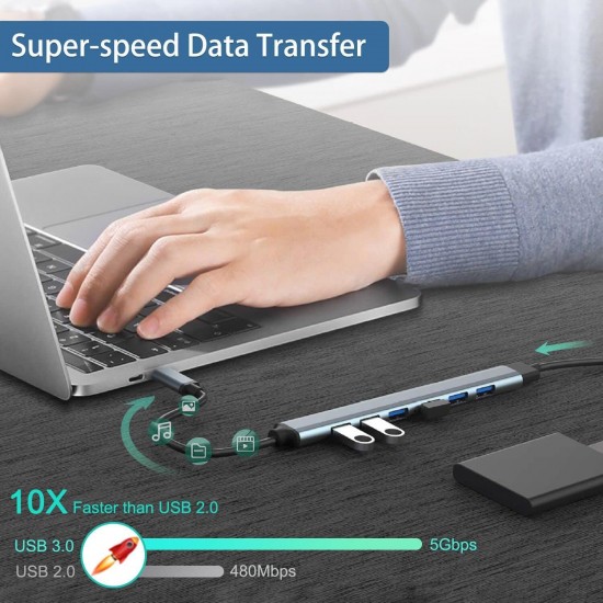Apera GN-83 Multi Port Type-C ve USB Girişli 7 Port USB HUB OTG Çoğaltıcı Tablet Telefon ve Bilgisayarlar İçin