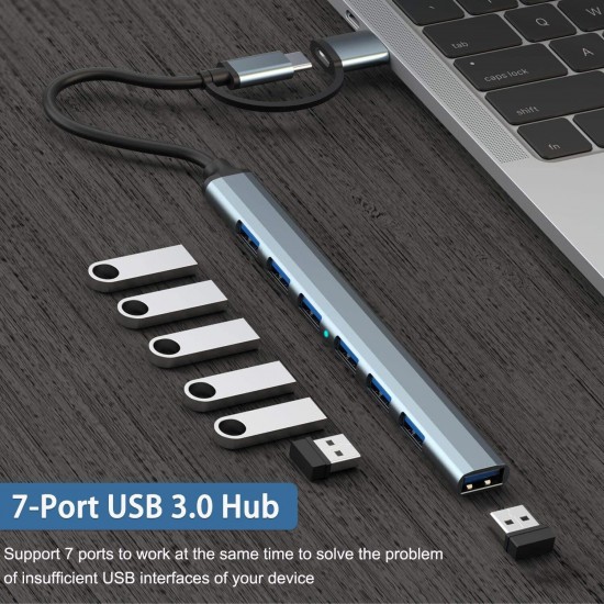 Apera GN-83 Multi Port Type-C ve USB Girişli 7 Port USB HUB OTG Çoğaltıcı Tablet Telefon ve Bilgisayarlar İçin