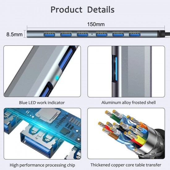 Apera GN-83 Multi Port Type-C ve USB Girişli 7 Port USB HUB OTG Çoğaltıcı Tablet Telefon ve Bilgisayarlar İçin