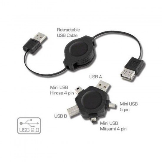 Apera BN05 Çoklu Girişli Makaralı USB Kablo Şarj ve Senkronizasyon USB B Mini USB