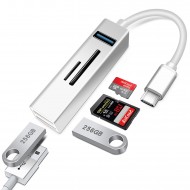Apera BN08 Macbook ve Android İçin 5 in 1 Alüminyum Type-C to USB 5GBPS 3.0 Çoklayıcı Hafıza Kartı Okuyucu OTG