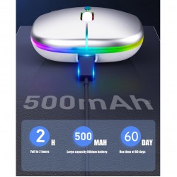 Apera BN28 Kablosuz Wireless Mouse Sessiz Tık RGB Aydınlatmalı Şarj Edilebilir (Parlak Beyaz)