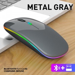 Apera BN28 Kablosuz Wireless Mouse Sessiz Tık RGB Aydınlatmalı Şarj Edilebilir (Parlak Koyu Gri)