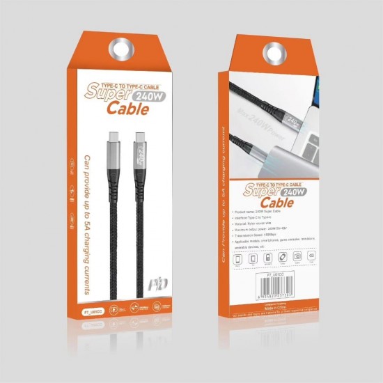 Apera NR10 Type-C to Type-C iPhone Android Uyumlu 240W PD Hızlı Şarj Örgü Kablo