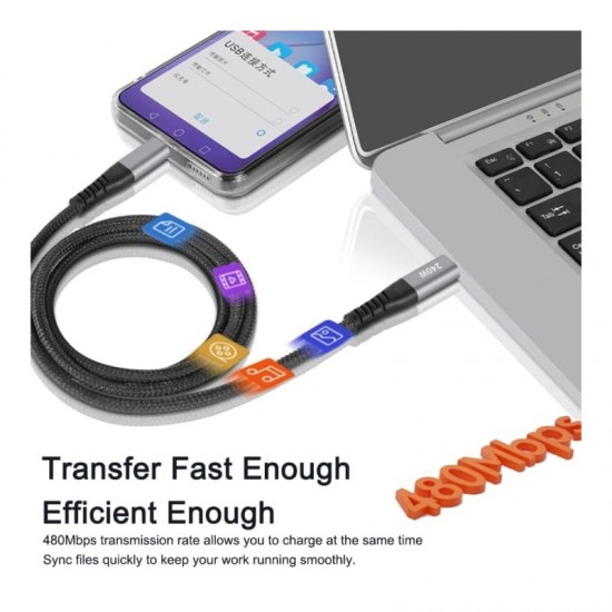 Apera NR10 Type-C to Type-C iPhone Android Uyumlu 240W PD Hızlı Şarj Örgü Kablo