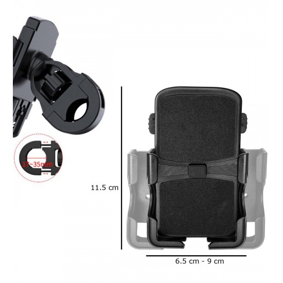 Apera AN-65-3 Motor ve Bisiklet Otomatik Telefon Tutucu Extra Kalın Çift Kamera Kullanımı 4 - 6,5 Inch Arası