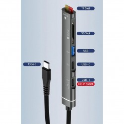Apera NR44 5in1 Apple iPhone Uyumlu Hızlı Şarj Aleti Type-C Hub Dock USB 3.0 Kart Okuyuculu