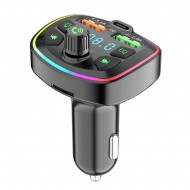 Apera NR74 RGB Renkli FM Radyo Transmitter MP3 Çalar Bluetooth 5.0 Çakmaklık Type-C Hızlı Şarj Aleti