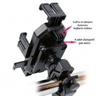 Apera NR94 Motor ve Bisiklet Telefon Tutucu Tek El Kullanım GoPro Bağlantılı Damperli Şok Emici Özellikli