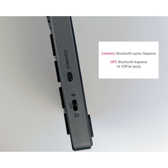 Apera MT15 Mac Uyumlu Kablosuz Multimedya Klavye Mouse Set Q Türkçe 3 Kanal Bluetooth + USB Alıcılı