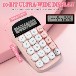 Apera MT18 Hesap Makinesi 10 Haneli Mekanik Tuşlu Büyük LCD Ekranlı Eski Daktilo Tarzı (Pembe)