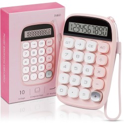 Apera MT18 Hesap Makinesi 10 Haneli Mekanik Tuşlu Büyük LCD Ekranlı Eski Daktilo Tarzı (Pembe)