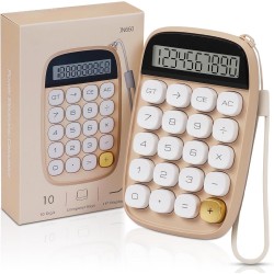 Apera MT18 Hesap Makinesi 10 Haneli Mekanik Tuşlu Büyük LCD Ekranlı Eski Daktilo Tarzı (Kum Beji)