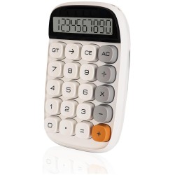 Apera MT18 Hesap Makinesi 10 Haneli Mekanik Tuşlu Büyük LCD Ekranlı Eski Daktilo Tarzı (Beyaz)