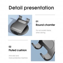 Apera NR2 Masaüstü Telefon Tutucu Döner Alüminyum Paslanmaz Çelik Katlanabilir (Gri)