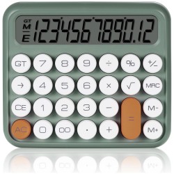 MT21 Hesap Makinesi 12 Haneli Mekanik Tuşlu Büyük LCD Ekranlı Eski Daktilo Tarzı (Yeşil)