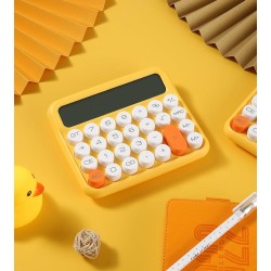 MT21 Hesap Makinesi 12 Haneli Mekanik Tuşlu Büyük LCD Ekranlı Eski Daktilo Tarzı (Sarı)