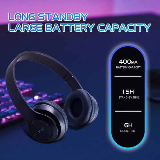 MT22 P47I Wireless Bluetooth Kablosuz Kulaklık Extra Bass Radyolu Katlanabilir Hıfı Stereo 5.0 Bluetooth Aktif Gürültü Önleyici