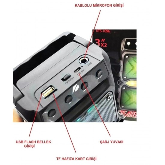 MT25 Karaoke Outdoor Bluetooth Hoparlör 8cm × 2 Adet Kablosuz Speaker Ses Bombası Radyo USB Micro SD Giriş
