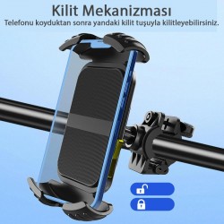 MT28 Kilit Sistemli Motor ve Bisiklet Telefon Tutucu Tek El Kullanım Yatay ve Dikey Kullanılır
