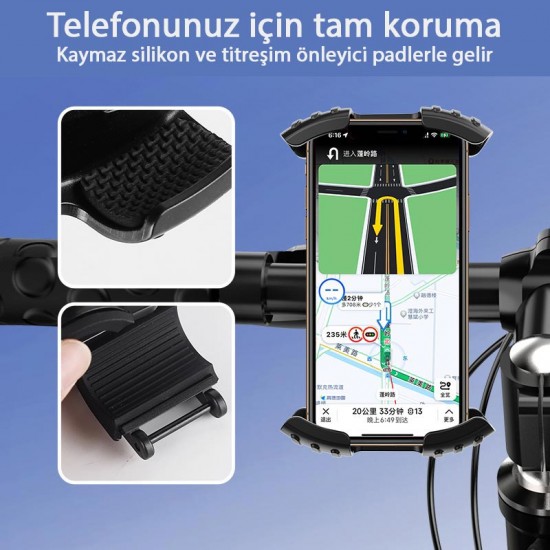 MT28 Kilit Sistemli Motor ve Bisiklet Telefon Tutucu Tek El Kullanım Yatay ve Dikey Kullanılır