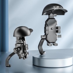 MT30 Motor Motosiklet Telefon Ayna Tutucu Yağmurluk Güneşlik Şapkalı GoPro Bağlantılı Damperli Şok Emici