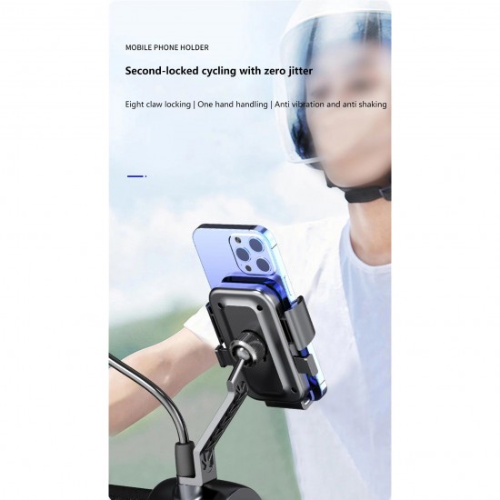 MT33 Motor Motosiklet Telefon Tutucu Ayna Montaj Tek El Kullanım Ototmatik Kilitleme