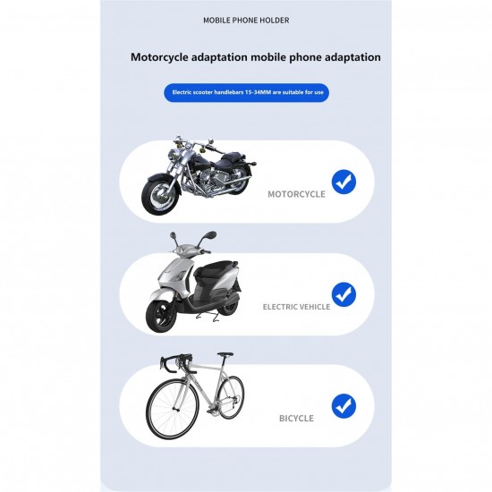 MT33 Motor Motosiklet Telefon Tutucu Ayna Montaj Tek El Kullanım Ototmatik Kilitleme