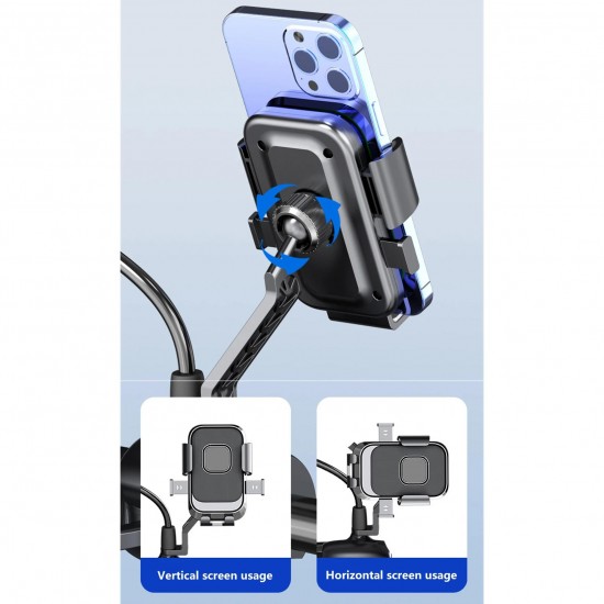 MT33 Motor Motosiklet Telefon Tutucu Ayna Montaj Tek El Kullanım Ototmatik Kilitleme