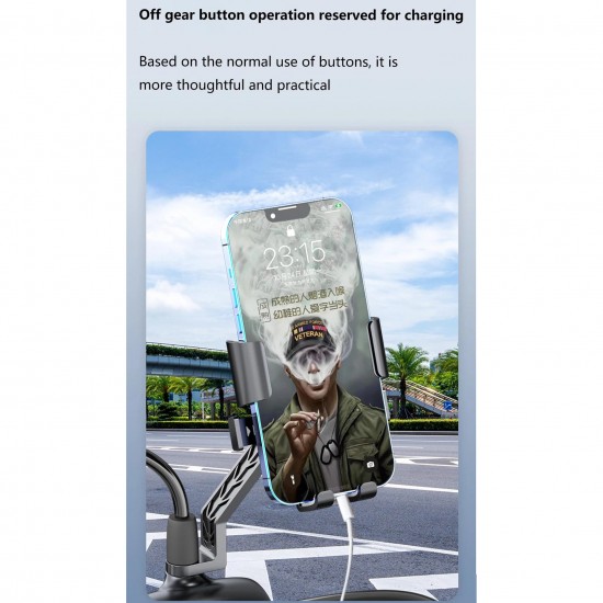 MT33 Motor Motosiklet Telefon Tutucu Ayna Montaj Tek El Kullanım Ototmatik Kilitleme