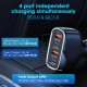 MT36 4 Portlu Type-C USB Araç Hızlı Şarj Çakmaklık Adaptörü Toplamda 96W Şarj Gücü QC 3.0 18W PD 30W Turbo Şarj Desteklemez
