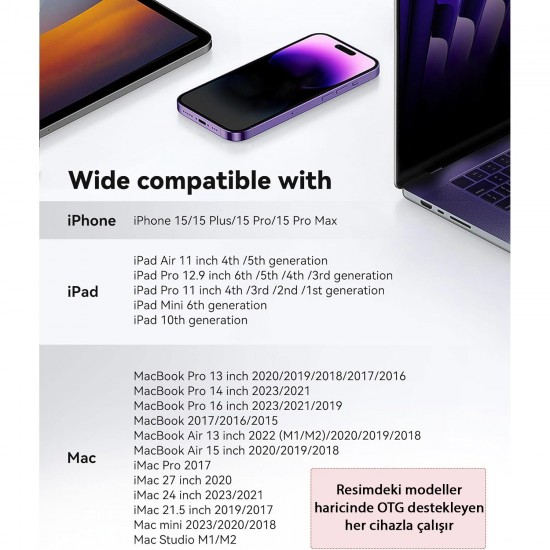 MT38 Android ve iPhone 15 ile Uyumlu Type-C Çevirici Adaptör Micro SD ve SD Kart Okuyucu