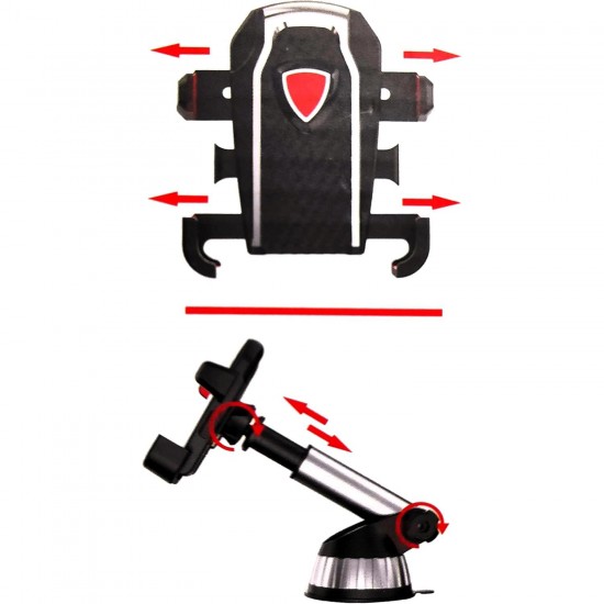 Ga73 Araç Telefon Tutucu Vakumlu 360° Rotasyon Ayarlanabilir Gövde Tek El Kullanım Bas-Kilitle