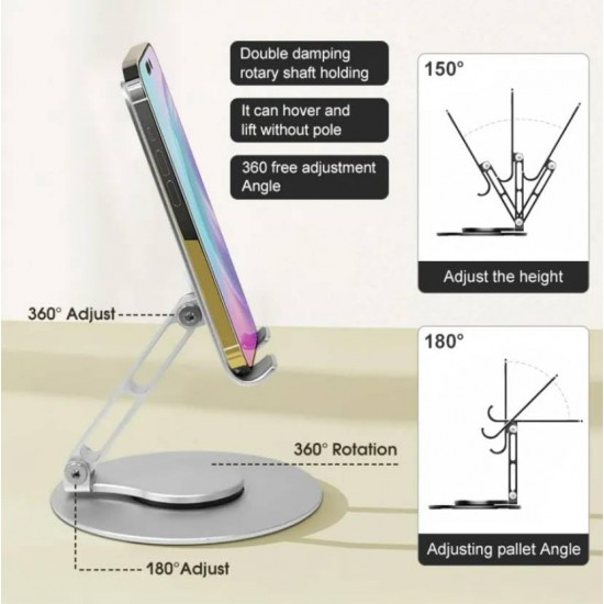 MT43 Masaüstü Metal Telefon Tutucu Tabanı Döner Tasarımlı