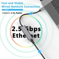 MT73 USB 3.2 Gen 1 to 2500Mbps RJ45 Ethernet Adaptör Mac Windows Uyumlu Alüminyum Kasa