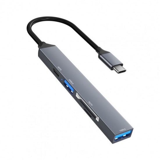 MT78 5in1 Type-C Girişli Multi HUB USB 3.0 5Gbps Veri Aktarımı Kart Okuyucu Metal Kasa