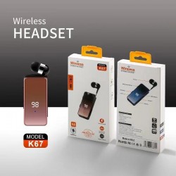 K67 Makaralı Bluetooth Kulaklık Yaka Klipsli 2 Telefon Bağlanır 20 Dakikada Şarj Olur LCD Şarj Göstergesi (Rose Gold)