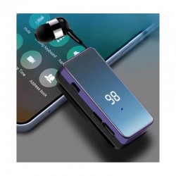 K67 Makaralı Bluetooth Kulaklık Yaka Klipsli 2 Telefon Bağlanır 20 Dakikada Şarj Olur LCD Şarj Göstergesi (Mor)