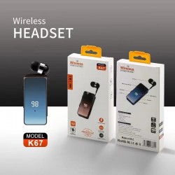 K67 Makaralı Bluetooth Kulaklık Yaka Klipsli 2 Telefon Bağlanır 20 Dakikada Şarj Olur LCD Şarj Göstergesi (Siyah)
