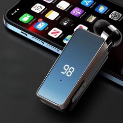 K67 Makaralı Bluetooth Kulaklık Yaka Klipsli 2 Telefon Bağlanır 20 Dakikada Şarj Olur LCD Şarj Göstergesi (Siyah)