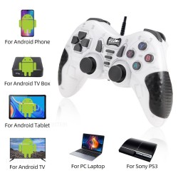 MT40 Çift Analoglu Kol USB PC Bilgisayar PS3 Oyun Kolu Gamepad Joystick (Beyaz)