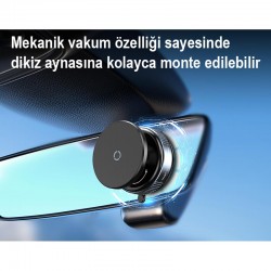 Apera K009 Araç İçi Telefon Tutucu Mag-Safe Alüminyum Kasa Mekanik Vakum 7KG Yük Taşır