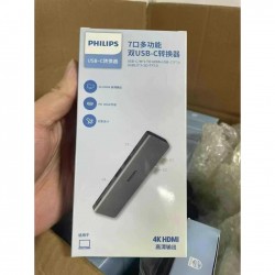 Philips Mac-Book Pro Air USB Adaptör Hub, 7 in 1 4k HDMI 2x USB 3.0 Thunderbolt 3 PD Hızlı Şarj Tamamı Metal Kasa 5Gbps Veri Aktarımı