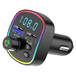 GA03 RGB Renkli FM Transmitter MP3 Çalar Bluetooth 5.3 Çakmaklık Hızlı Şarj Aleti