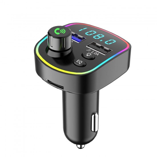 GA03 RGB Renkli FM Transmitter MP3 Çalar Bluetooth 5.3 Çakmaklık Hızlı Şarj Aleti