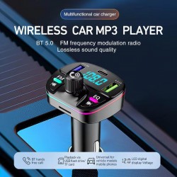 GA04 PD20W Qualcomm 3.0 Hızlı Şarj Aleti RGB Renkli FM Transmitter MP3 Çalar Bluetooth 5.3 Çakmaklık